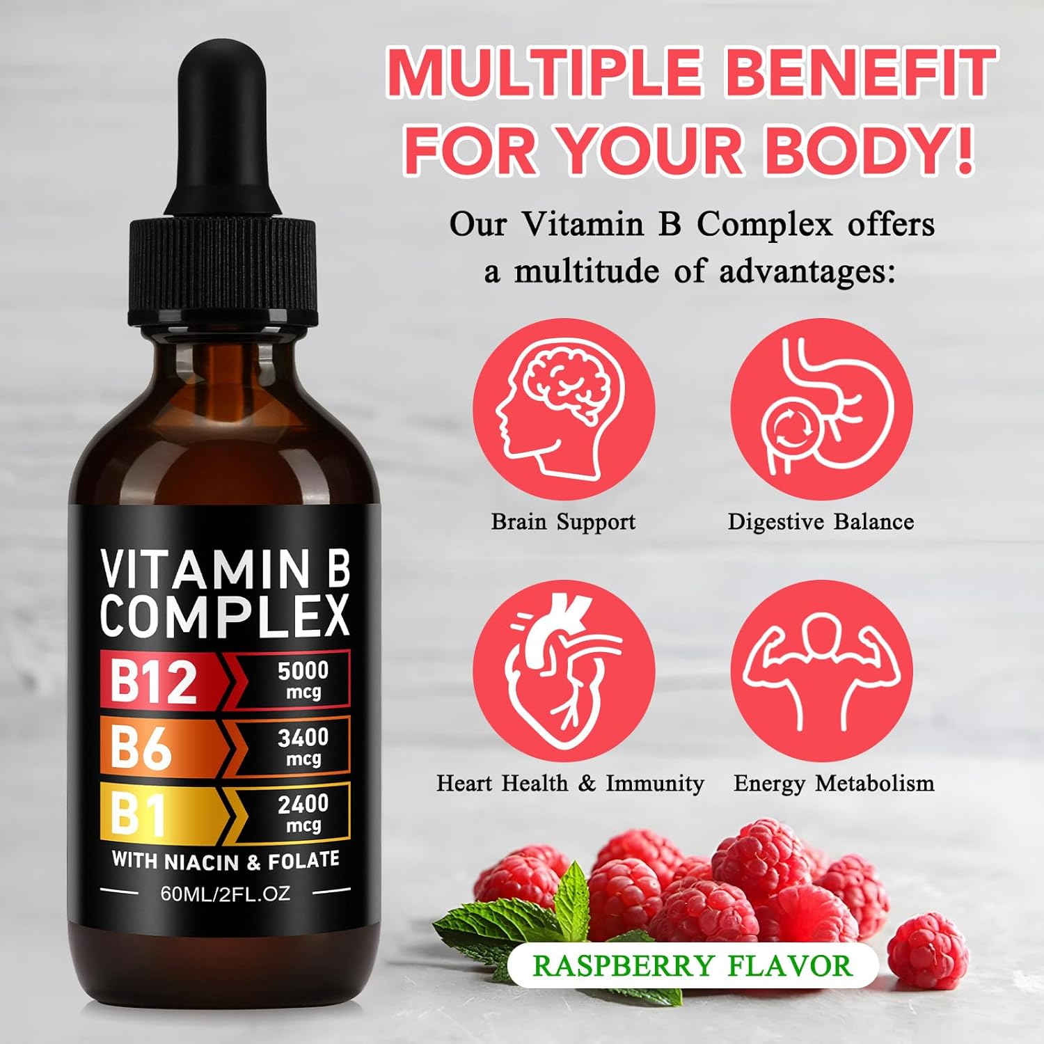 5-in-1 Vitamin B-12 Complex, Organic B Complex Vitamins