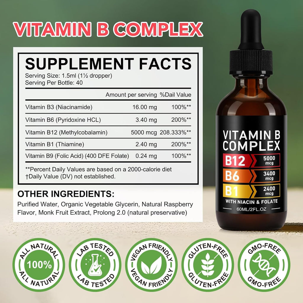 5-in-1 Vitamin B-12 Complex, Organic B Complex Vitamins